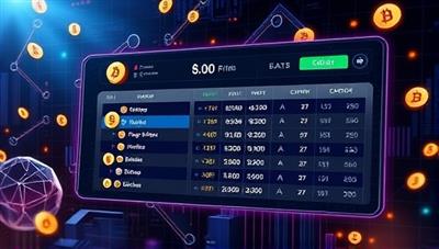 An artistic representation of a digital interface displaying cryptocurrency symbols and betting options, with a background of blockchain graphics and futuristic elements, illustrating the fusion of crypto and gambling in a modern setting.
