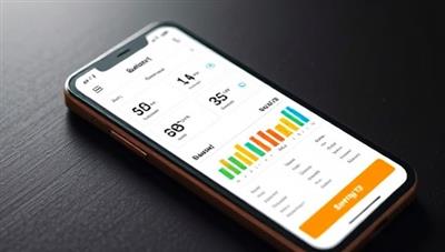 An engaging visual representation of the BudgetBolt app interface on a smartphone screen, showcasing intuitive budgeting tools, colorful charts depicting spending categories, and a notification badge indicating a savings tip, creating a sense of financial empowerment and control for users.