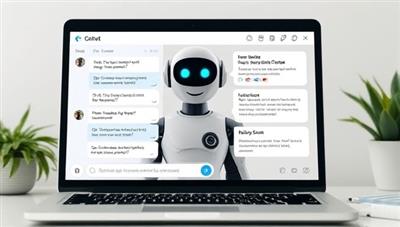 An interactive chatbot interface on a laptop screen engaging with a user, displaying risk assessment questions and personalized insurance recommendations, emphasizing convenience and real-time assistance in decision-making.