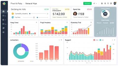 An interactive digital dashboard displaying colorful graphs, budget breakdowns, and spending trends, creating a visual representation of financial management and budget tracking, emphasizing clarity and organization in personal finance.
