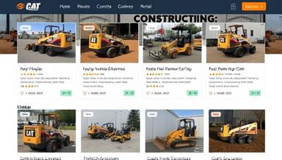 A digital platform interface showcasing a variety of construction equipment available for rent, with detailed descriptions, rental prices, and user reviews, illustrating the convenience and accessibility of the online rental marketplace.