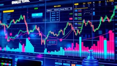 A futuristic digital interface displaying dynamic financial charts and graphs, with AI algorithms processing data in real-time, symbolizing cutting-edge financial analysis and decision-making.