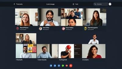 An online platform interface showcasing diverse language exchange sessions in progress, with users from different countries engaging in conversations and virtual language learning activities, promoting cultural diversity and language proficiency.