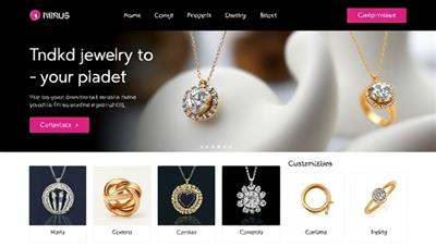 A sleek and modern website interface showcasing various 3D jewelry designs with interactive customization options, highlighting the unique and personalized nature of the products.