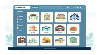 An illustrative graphic depicting a digital platform interface with diverse real estate investment opportunities displayed for investors to explore, showcasing the accessibility and diversity of investment options available on CrowdEstate Ventures.