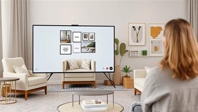 A virtual interior design consultation session featuring a designer presenting a digital mood board with color schemes, furniture recommendations, and decor accents to a client via video call, highlighting a collaborative and creative design process.