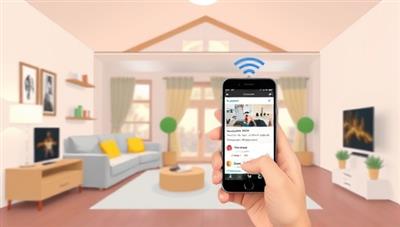 An illustration of a smart home interior with interconnected devices, showing a homeowner remotely monitoring their property through a smartphone, with notifications of secure entry and motion detection displayed on the screen, highlighting convenience and peace of mind.