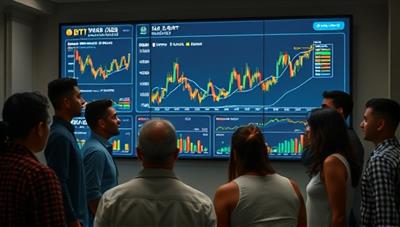 A group of diverse individuals gathered around a digital screen displaying cryptocurrency charts and data, engaging in lively discussions and sharing insights, symbolizing collaboration and investment in the digital asset space.