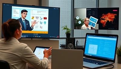 An interactive virtual tutoring session displaying a tutor explaining a complex concept with visual aids, engaging with a student in real-time, and sharing digital study materials, creating an immersive and personalized learning environment.