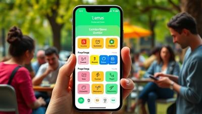 An engaging visual of a smartphone screen displaying the LingoGenius AI app interface, featuring colorful interactive language exercises and a progress tracker, with a diverse group of users using the app in various settings like a cafe, park, and office.