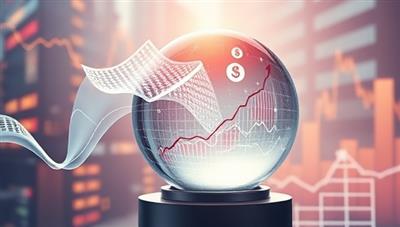 A futuristic visualization of financial data flowing into a crystal ball, generating predictive models and trend analysis, representing the data-driven insights and forecasting capabilities offered by ForeSight Analytics in a dynamic and innovative manner.