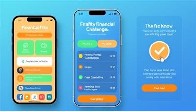 An engaging visual representation of the FinFit Challenge app interface, showcasing interactive financial challenges, progress tracking features, and gamified elements that motivate users to improve their financial fitness in a playful and rewarding environment.