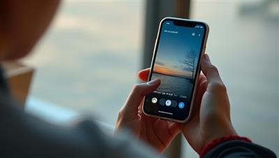 An emotionally resonant image of a person using the MindfulAI Companion app on their smartphone, engaging in a calming meditation session with serene nature visuals and soothing sounds, conveying a sense of relaxation, mindfulness, and inner peace facilitated by the app's mental wellness resources.