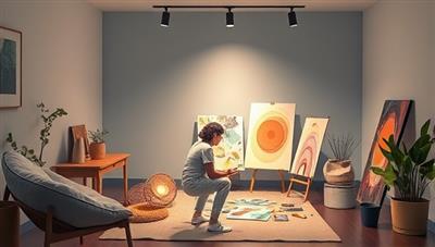 An emotive visual representation of a virtual art therapy session, featuring a comforting virtual art studio setting with soothing colors, art supplies, and a therapist guiding a participant in expressive art creation, conveying the healing and transformative power of ArtHeal Studio's online sessions.
