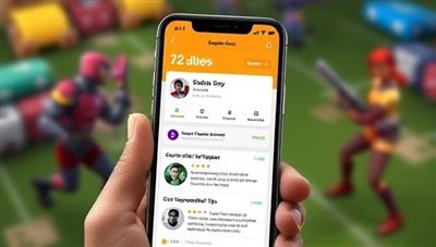 An engaging app interface displaying a user's gaming profile, personalized recommendations, and real-time tips for a popular multiplayer game, with interactive features and community forums, creating a dynamic and supportive gaming companion experience for users.