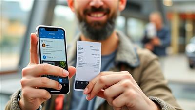 An engaging visual of a freelancer on the go using the ExpenseEase app on a smartphone to snap a photo of a receipt, with the app instantly categorizing the expense and updating the financial dashboard, showcasing convenience and efficiency in expense tracking for self-employed professionals.