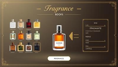 An elegant and sophisticated virtual fragrance creation interface displaying a range of fragrance notes, mixing tools, and personalized labeling options, creating a luxurious and bespoke scent crafting experience.