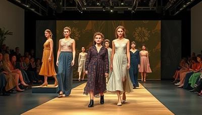 An eco-chic virtual fashion runway featuring sustainable clothing designs, upcycled accessories, and eco-friendly fashion brands showcased in a digital fashion show setting, highlighting the creativity, innovation, and social responsibility of sustainable fashion choices.