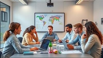 An inspiring virtual entrepreneurship workshop setting with teenagers brainstorming ideas, collaborating on business plans, and receiving guidance from experienced mentors and industry professionals, illustrating the innovative and supportive environment of Teenpreneurs Hub.