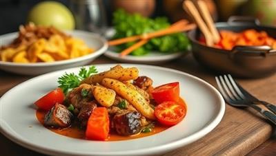 An enticing culinary scene displaying a beautifully plated meal prepared from a Chef'sTable Subscription meal kit, showcasing the gourmet presentation and quality ingredients that subscribers can enjoy in their home cooking experience.