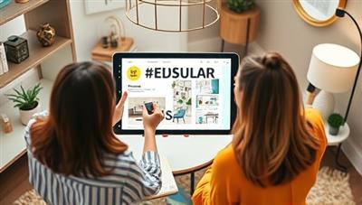 An artistic representation of a virtual interior design consultation session, featuring a designer presenting digital mood boards and room layouts to a client on a tablet screen, surrounded by decorative elements and color swatches, evoking creativity and inspiration in home decor.