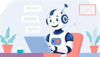 An illustration of a friendly and tech-savvy chatbot assisting a user with an insurance claim, showcasing the ease and convenience of using ClaimBot Assist for insurance-related inquiries.