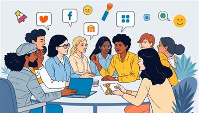An illustrative depiction of a diverse group of individuals engaging in a virtual skill exchange, symbolizing the sharing of knowledge and expertise across different fields within the SkillSwap Hub platform, highlighting the collaborative and interactive nature of the community.