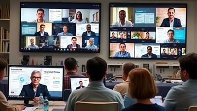 An engaging virtual workshop scene with diverse participants interacting with industry experts on a digital platform, sharing insights and career advice, while virtual networking sessions and resource materials are displayed on the screen, illustrating the dynamic and informative nature of the workshops.