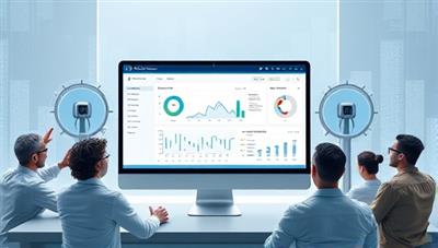 A futuristic digital visualization of a data-driven financial planning dashboard on a computer screen, displaying dynamic charts and graphs with personalized financial insights and recommendations, surrounded by a diverse group of enthusiastic users exploring the platform's capabilities, symbolizing innovation and advanced financial analytics.