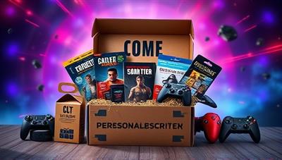 An enticing visual of a beautifully designed gaming subscription box filled with an assortment of gaming items, merchandise, and exclusive content, creating a sense of excitement and anticipation for subscribers as they open their personalized box.