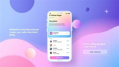 An emotionally supportive visual representation of the MindBoost app interface, featuring calming colors, soothing visuals, and interactive self-care exercises like guided breathing exercises, mood trackers, and positive affirmation prompts, creating a nurturing and empathetic space for mental well-being.