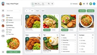 An interactive meal planning dashboard displaying colorful and nutritious meal options customized for individual subscribers, with intuitive recipe suggestions, ingredient lists, and nutritional breakdowns, promoting a seamless and personalized meal planning experience.