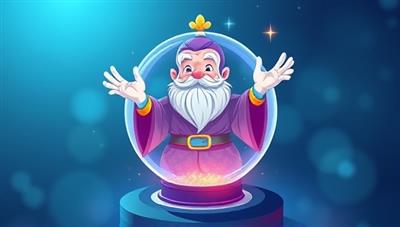 An illustrative image showing a virtual genie character emerging from a crystal ball, symbolizing the predictive power and accuracy of ForecastGenie in financial forecasting, creating a whimsical yet tech-savvy visual representation.
