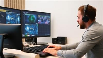 An experienced gaming mentor providing personalized coaching to a mentee through a virtual session, with both individuals engaged in gameplay analysis and strategic discussions, highlighting the mentorship and learning aspects of GameMentor Virtual.