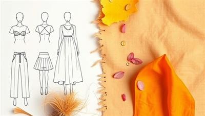An artistic visual representation of a sustainable fashion design course for teens, featuring sketches of eco-friendly clothing designs, swatches of organic fabrics, and vibrant colors symbolizing creativity and sustainability in fashion, inspiring young designers to explore ethical fashion practices.