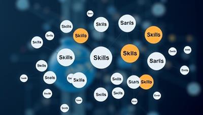 An engaging visual of interconnected nodes representing different skills and job roles, symbolizing the platform's ability to create meaningful connections in the professional world.