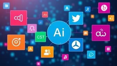 An innovative AI interface displaying colorful skill bubbles floating between job seekers and company logos, symbolizing the seamless and intelligent matching process facilitated by the platform.