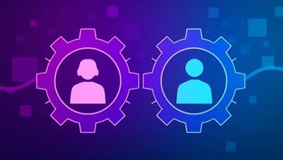An illustration of interconnected gears symbolizing the seamless matching process powered by AI, with one gear representing job seekers and the other representing employers, coming together smoothly.
