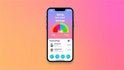 An engaging mobile screen mockup showcasing the SaveQuest app interface with vibrant colors, progress bars, and motivational messages encouraging users to embark on their savings journey, creating a sense of excitement and achievement in financial goals.