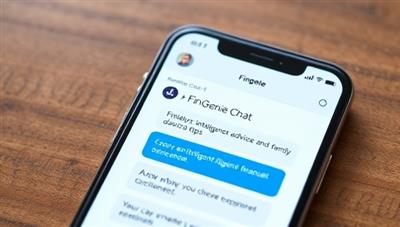 An image of a smartphone screen displaying the FinGenie Chat interface, featuring a friendly and intelligent chatbot providing financial advice and tips to a user, creating a seamless and engaging experience in managing personal finances through messaging apps.