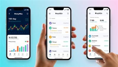 An engaging visual of a smartphone screen displaying the MoneyWise AI app interface, with colorful graphs showing financial insights, personalized recommendations popping up, and a user interacting seamlessly with the AI assistant, conveying efficiency and user-friendly design.