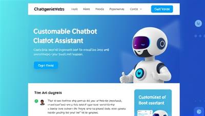 An engaging visual representation of a website with a customizable chatbot assistant interacting with users, providing helpful tips and product suggestions, showcasing the personalized and interactive nature of ChatGenieWeb's chatbot web assistants.