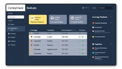 An interactive dashboard displaying ComplyCheck's real-time insurance compliance verification tool, with visual indicators and alerts for coverage status and regulatory requirements, demonstrating the platform's efficiency and reliability in ensuring compliance.