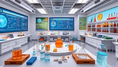 An immersive virtual STEM lab environment with animated experiments, 3D models, and interactive simulations, showcasing a cutting-edge and engaging learning platform that sparks curiosity and innovation.