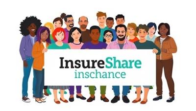 An engaging graphic showing a diverse group of individuals collaboratively managing an insurance pool on the InsureShare Exchange platform, symbolizing community support and shared responsibility in insurance coverage.