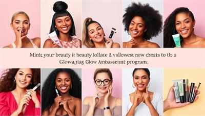 An engaging social media post featuring a diverse group of beauty ambassadors showcasing their favorite beauty products, creating vibrant and authentic content that resonates with their followers and promotes the Glow Ambassador Collective program, highlighting the diversity and creativity within the beauty community.