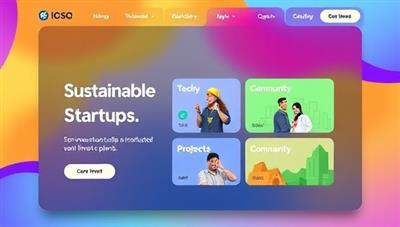 A colorful and dynamic platform interface displaying various investment options like sustainable startups, tech innovations, and community projects, inviting users to explore and invest.