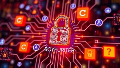 An artistic digital representation symbolizing the protection of intellectual property rights, featuring blockchain blocks interconnected with copyright symbols, encryption codes, and creative content icons, conveying the secure and transparent IP management offered by CryptoRights Hub.