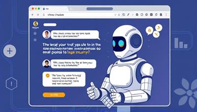 An illustration of a legal chatbot interface on a website, with a virtual assistant providing information and guiding users through legal inquiries, showcasing the interactive and user-friendly nature of chatbot interactions in the legal industry.