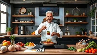 An enticing image of a virtual cooking masterclass session featuring a celebrity chef demonstrating a gourmet recipe, surrounded by a well-equipped kitchen setup, fresh ingredients, and engaging visual aids, inspiring users to join the culinary craft academy for a delightful cooking experience.